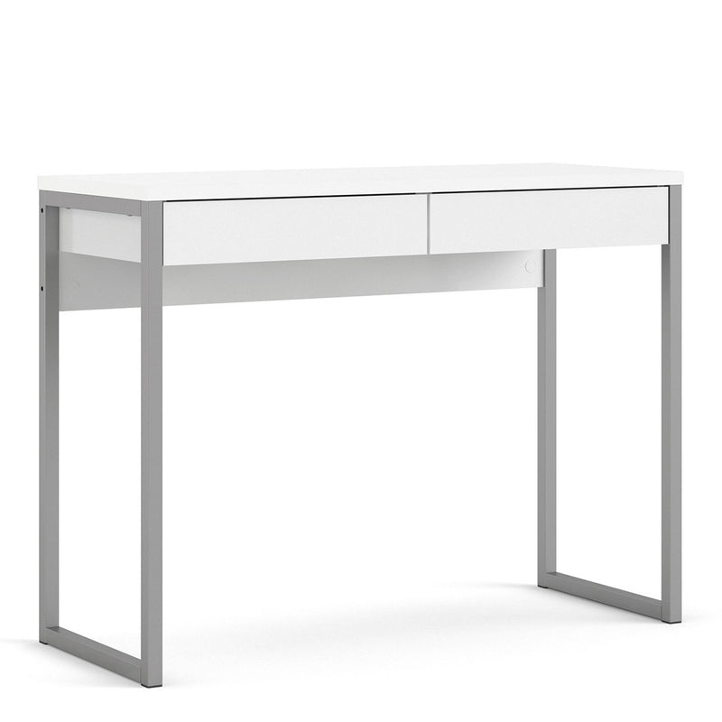 Function Plus White High Gloss 2 Drawers Desk by Lavishway | -29620