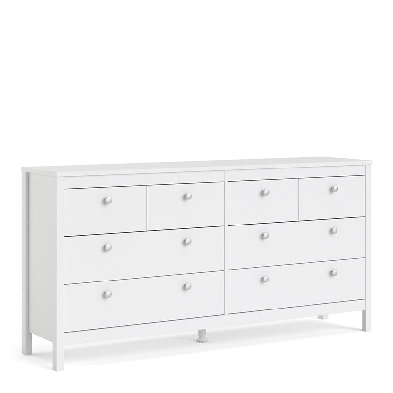 Madrid White Wooden 8 Drawers Double Dresser by Lavishway | Sideboards-29512