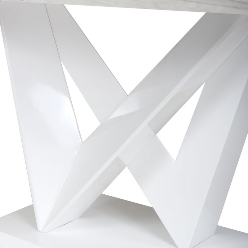 Saturn Marble Top White Small Dining Table by Lavishway | Dining Tables-37315