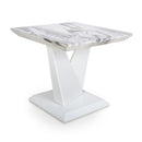 Saturn Square Marble Top White Lamp Table by Lavishway | Side Tables-37340