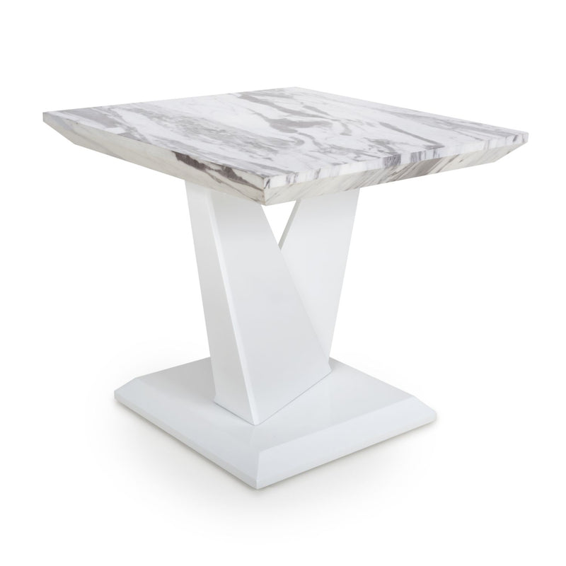 Saturn Square Marble Top White Lamp Table by Lavishway | Side Tables-37340