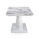 Saturn Square Marble Top White Lamp Table by Lavishway | Side Tables-37341