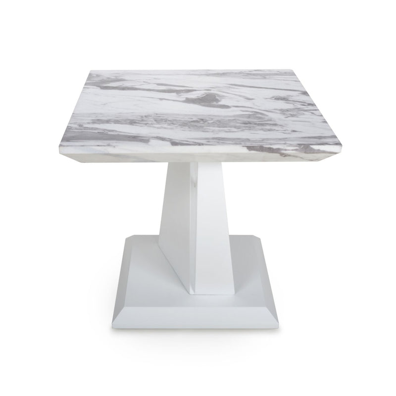 Saturn Square Marble Top White Lamp Table by Lavishway | Side Tables-37341