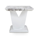Saturn Square Marble Top White Lamp Table by Lavishway | Side Tables-37343