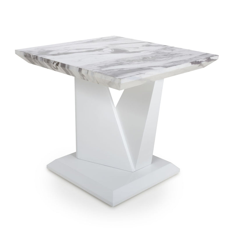Saturn Square Marble Top White Lamp Table by Lavishway | Side Tables-37342