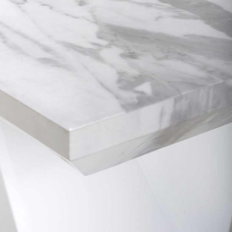 Saturn Square Marble Top White Lamp Table by Lavishway | Side Tables-37344