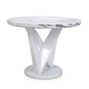 Saturn Round Marble Top White Dining Table by Lavishway | Dining Tables-37356