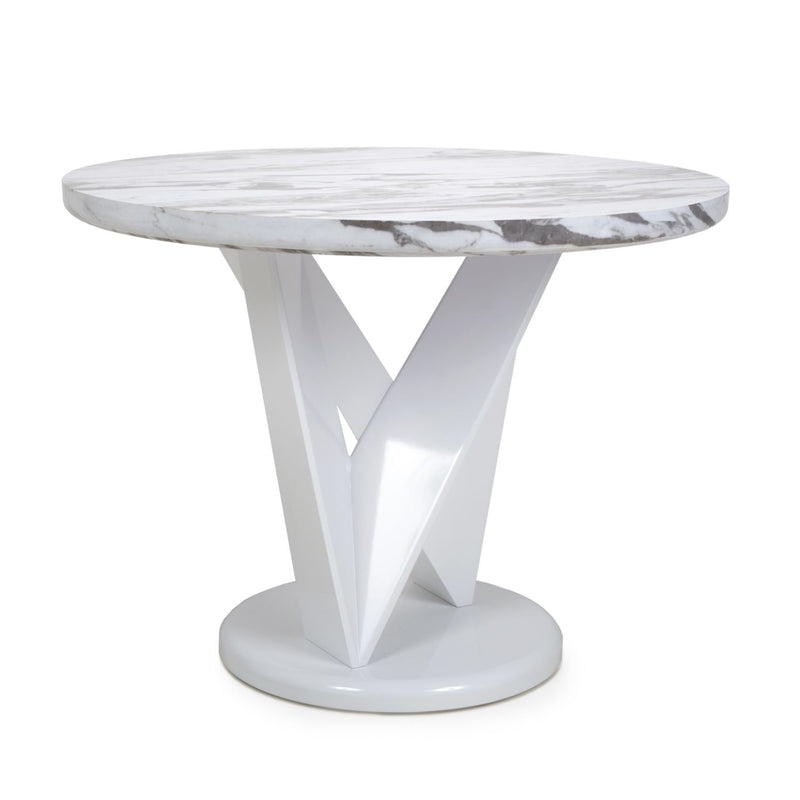 Saturn Round Marble Top White Dining Table by Lavishway | Dining Tables-37356