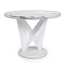 Saturn Round Marble Top White Dining Table by Lavishway | Dining Tables-37355