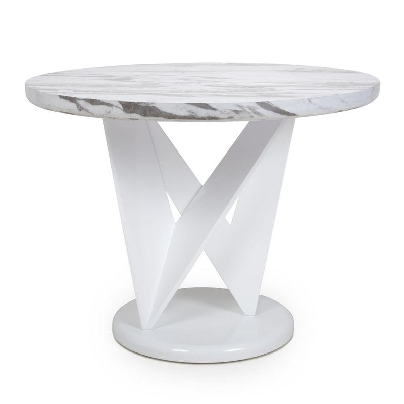 Saturn Round Marble Top White Dining Table by Lavishway | Dining Tables-37355