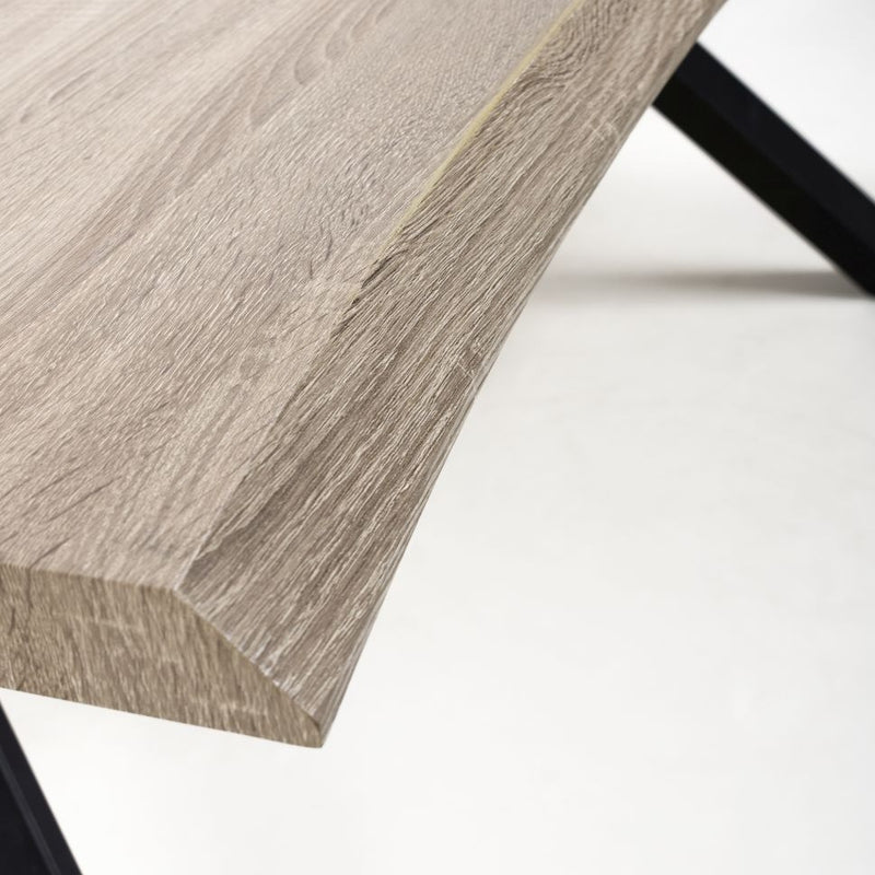 Narvik Industrial Wooden Curved Dining Table by Lavishway | Dining Tables-37405