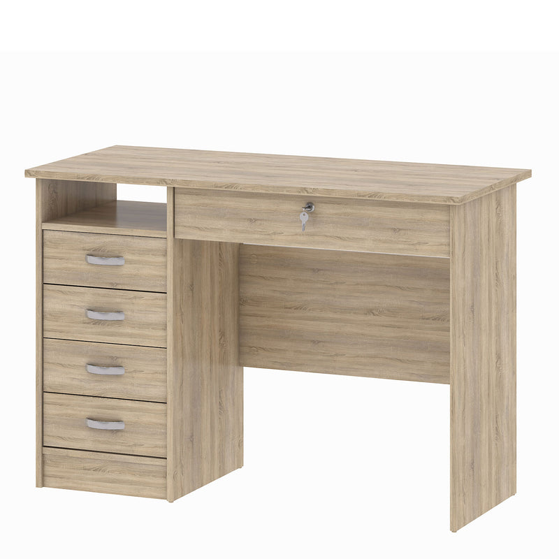 Function Plus Oak Finish 5 Drawers Desk by Lavishway | Desk Pedestals-29590