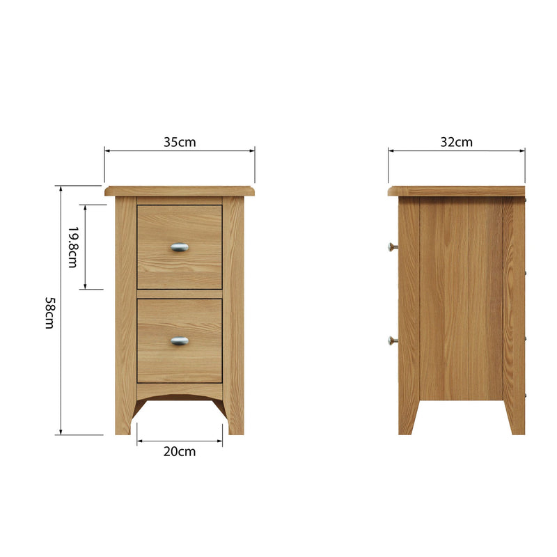 Guildford Solid Oak 2 Drawer Bedside Cabinet by Lavishway | Bedside Tables-36819