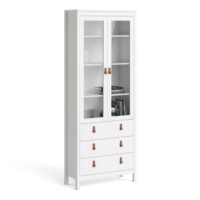 Barcelona White 2 Glass Doors Display Cabinet by Lavishway | Display Cabinet-29765