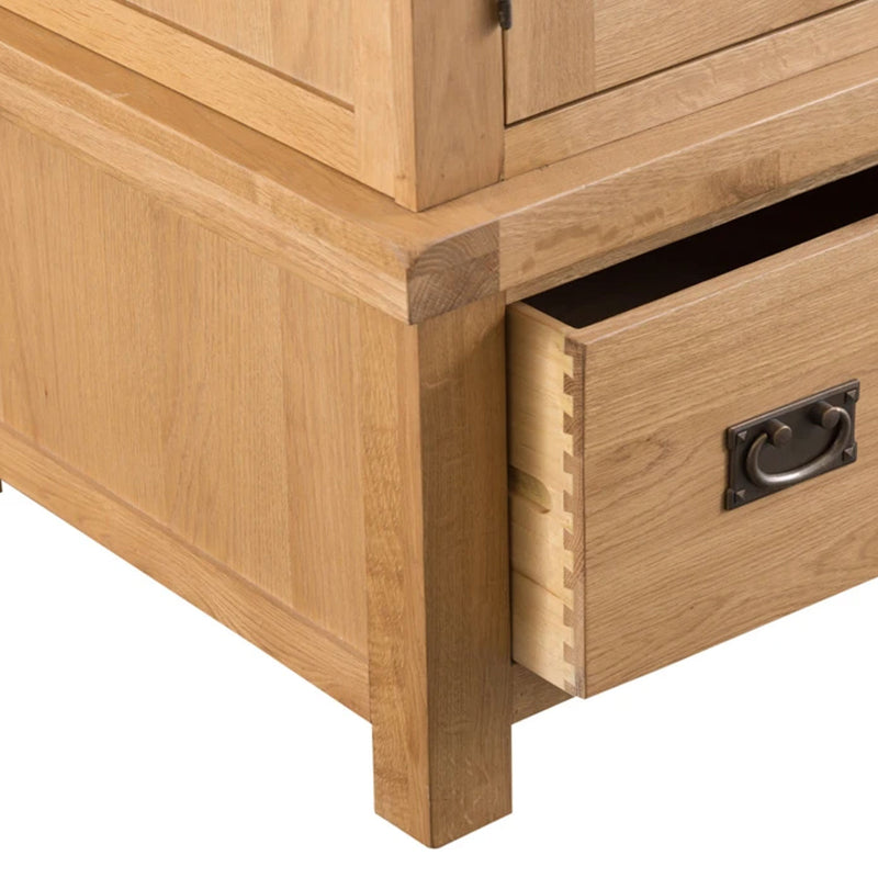 Chunky Oak 3 Doors Wardrobe With Mirror by Lavishway | Wardrobe-32615