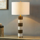 Aida Black & White Textile Table Lamp by Lavishway | Table Lamps-26185