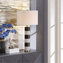 Aida Black & White Textile Table Lamp by Lavishway | Table Lamps-26184