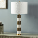 Aida Black & White Textile Table Lamp by Lavishway | Table Lamps-26186