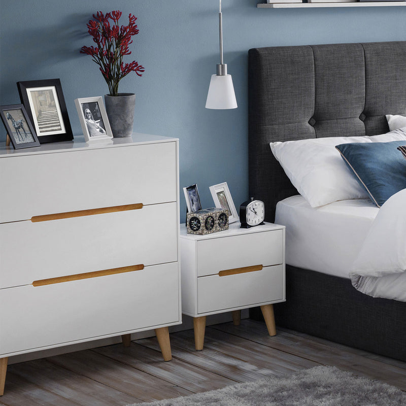 Alicia White Wooden 3 Drawers Chest by Lavishway | Chest Of Drawers-21167