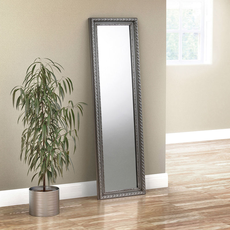 Allegro Wooden Frame Pewter Long Wall Mirror by Lavishway | Wall Mirrors-21148