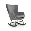 Alpine Brushed Velvet Grey Rocking Chair by Lavishway | Bedroom Chairs-27167