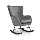Alpine Brushed Velvet Grey Rocking Chair by Lavishway | Bedroom Chairs-27163