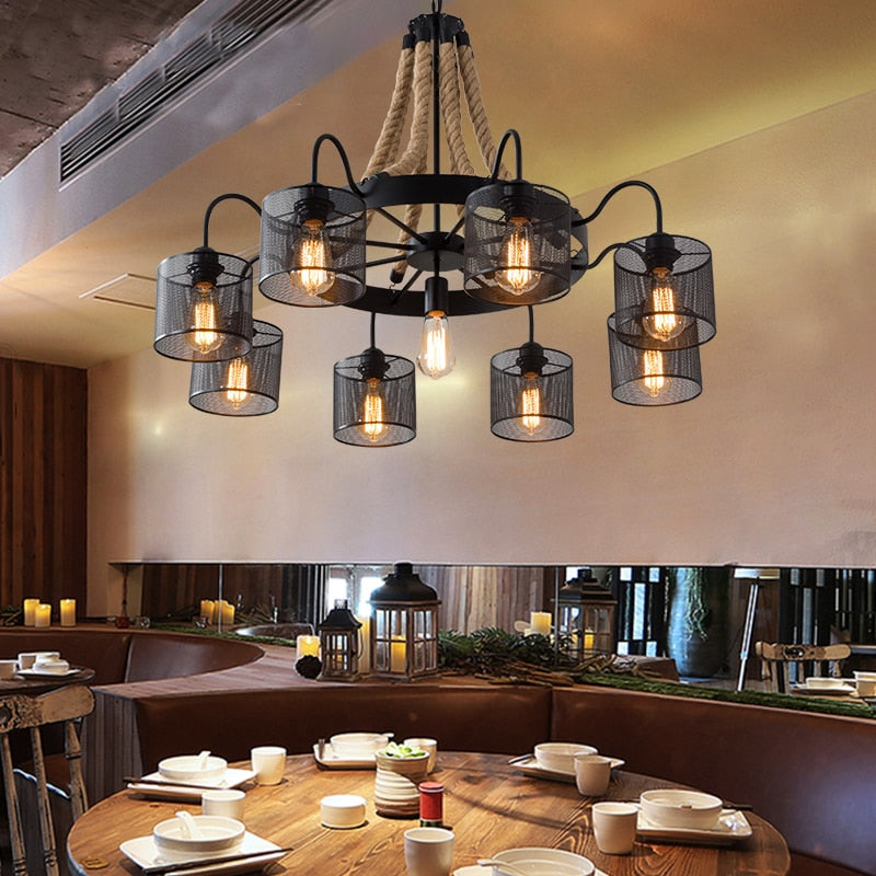 Industrial Black Wrought Iron Chandelier by Lavishway | Pendant Lighting-50403