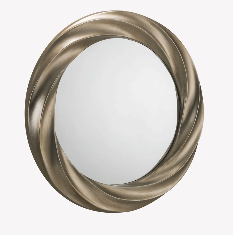 Andante Champagne Finish Swirl Wall Mirror by Lavishway | Wall Mirrors-21110
