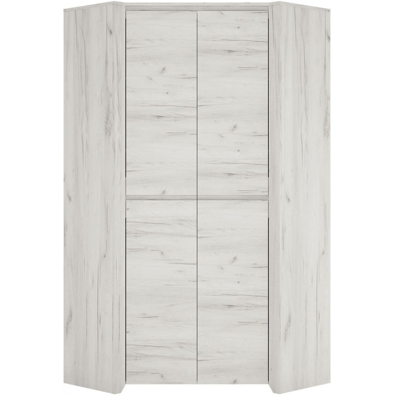 Angel Oak Finish 2 Doors Corner Wardrobe by Lavishway | Wardrobe-44476