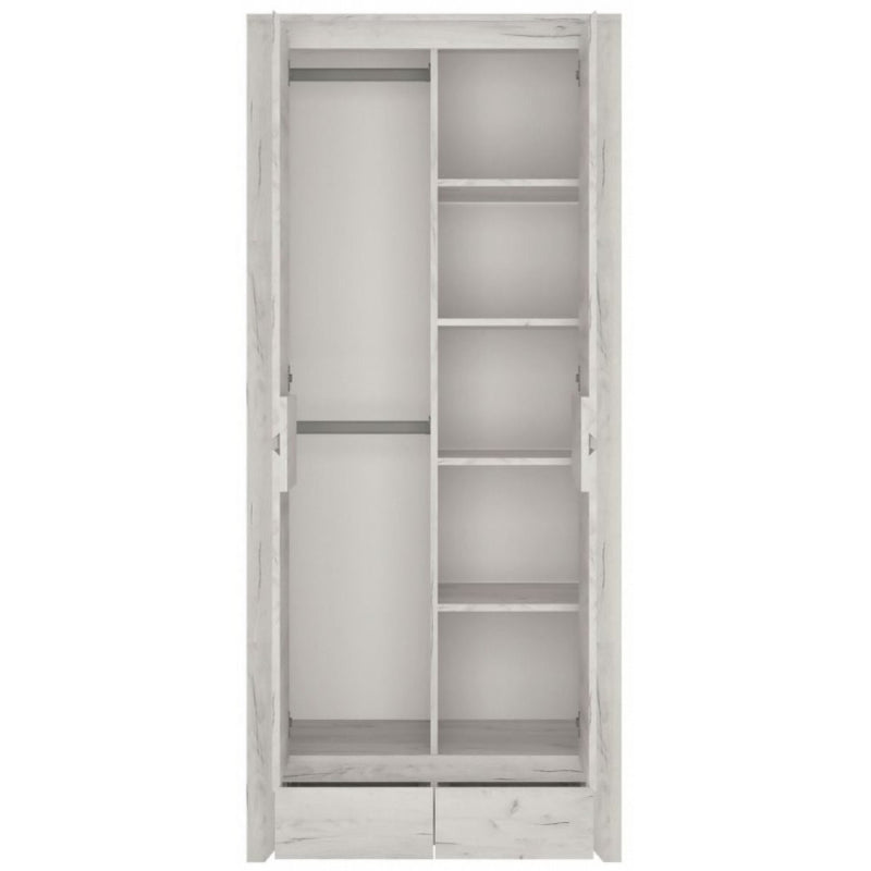 Angel Oak Melamine Finish 2 Doors Wardrobe by Lavishway | Wardrobe-44466