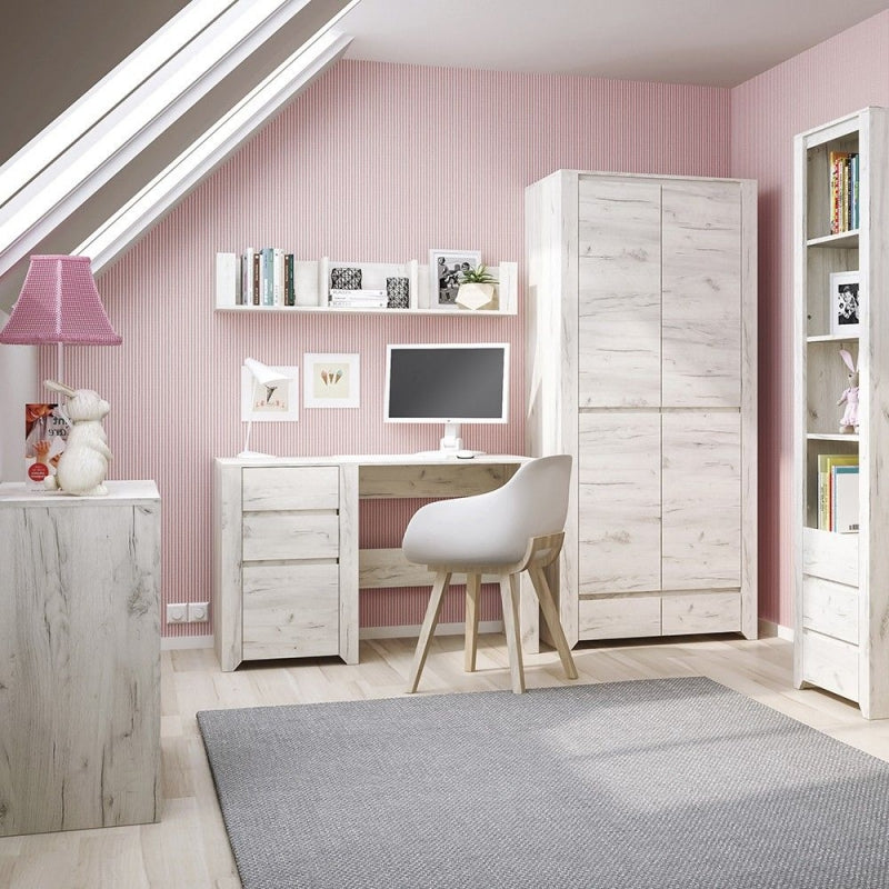 Angel Oak Melamine Finish 2 Doors Wardrobe by Lavishway | Wardrobe-44467