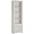 Angel White Oak Finish Tall Narrow Bookcase by Lavishway | Book Shelves and Cabinets-44473