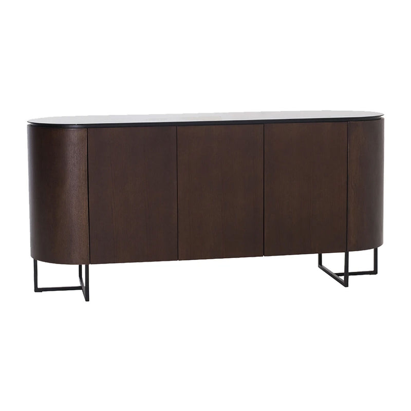 Angus Dark Brown 3 Doors Wooden Sideboard by Lavishway | Sideboards-23301