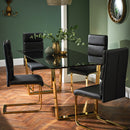 Antibes High Gloss Black & Gold Dining Table by Lavishway | Dining Tables-37982