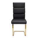 Antibes Gold Legs Black Dining Chair Set of 2 by Lavishway | Dining Chairs-35752