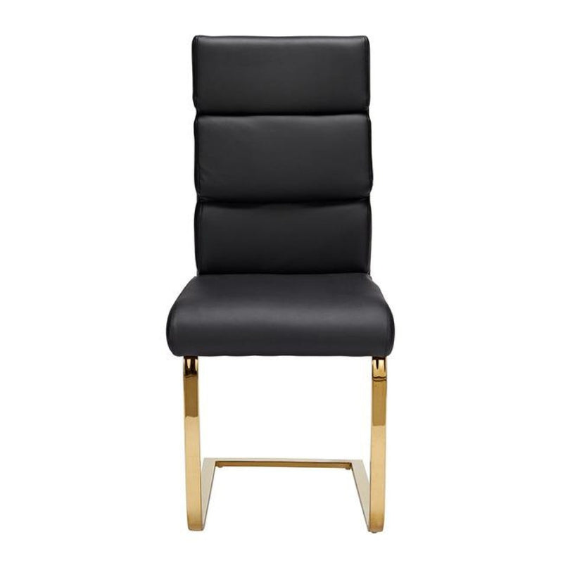 Antibes Gold Legs Black Dining Chair Set of 2 by Lavishway | Dining Chairs-35752