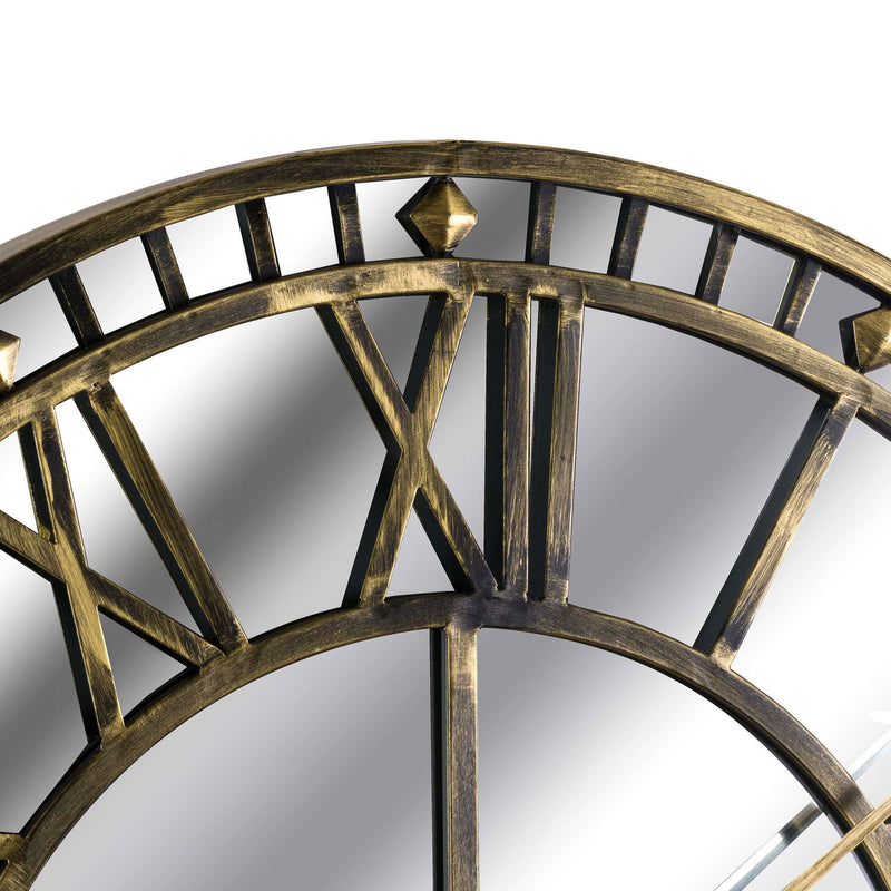 Antique Brass Mirrored Skeleton Wall Clock by Lavishway | Wall Clocks-51633