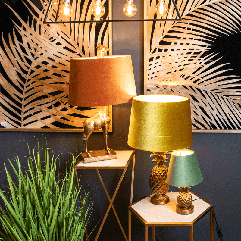 Giraffe Base & Orange Velvet Shade Table Lamp by Lavishway | Table Lamps-51448