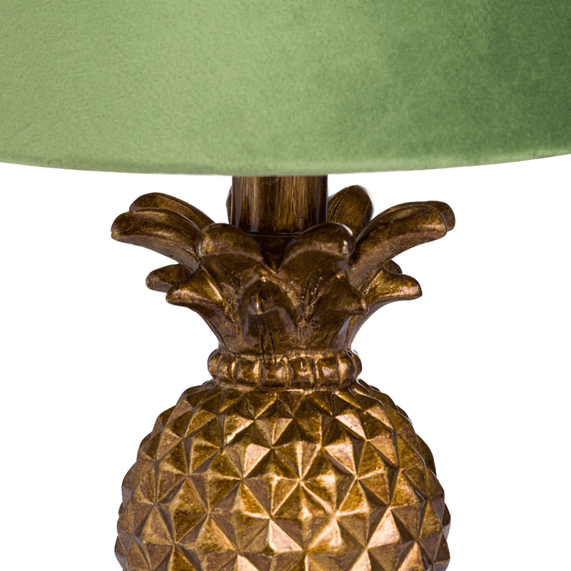 Pineapple Gold Base & Velvet Shade Table Lamp by Lavishway | Table Lamps-51420