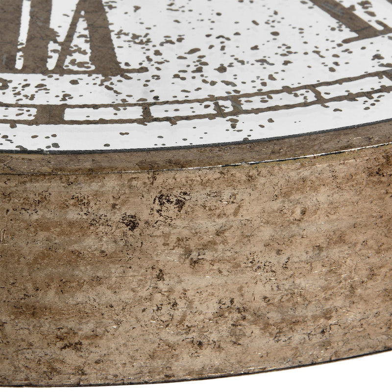 Antique Mirrored Round Frame Clock Side Table by Lavishway | Side Tables-51586