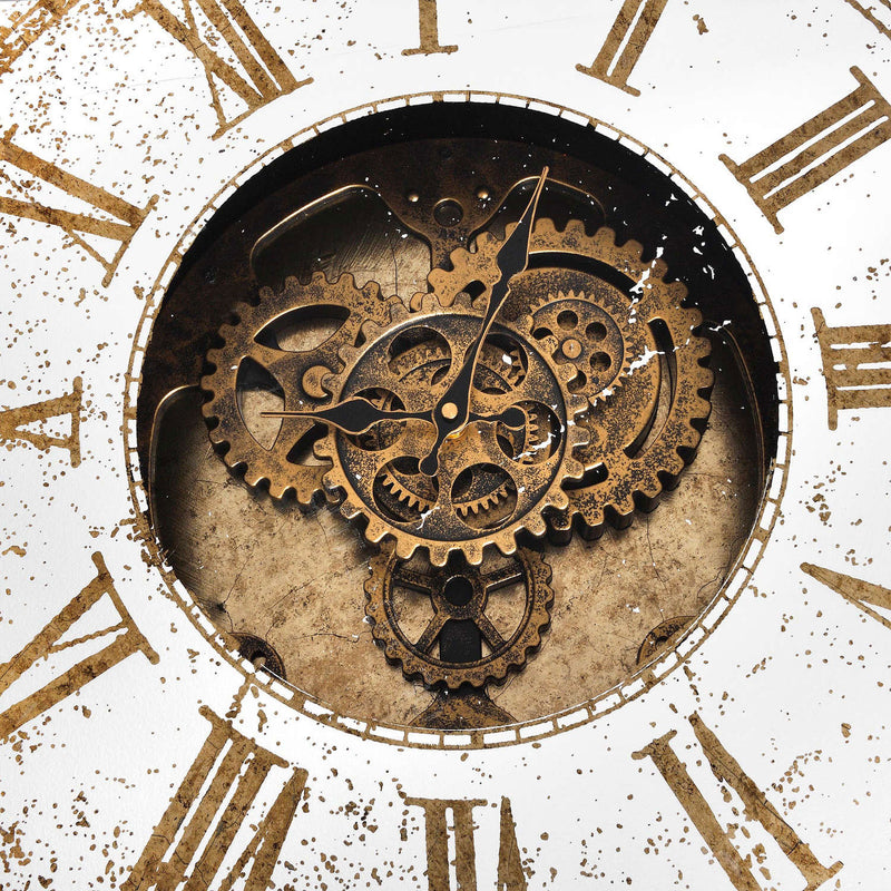 Antique Mirrored Round Frame Clock Side Table by Lavishway | Side Tables-51585