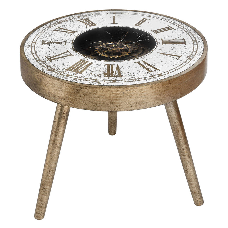 Antique Mirrored Round Frame Clock Side Table by Lavishway | Side Tables-51583