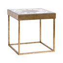 Antique Mirrored Square Framed Clock Table by Lavishway | Side Tables-51580