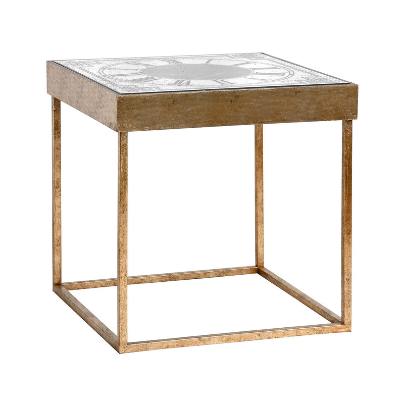 Antique Mirrored Square Framed Clock Table by Lavishway | Side Tables-51580