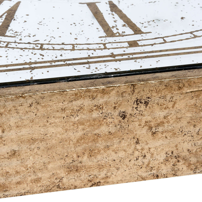 Antique Mirrored Square Framed Clock Table by Lavishway | Side Tables-51582