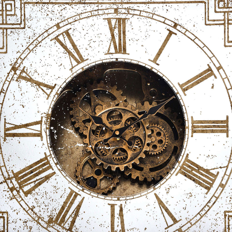 Antique Mirrored Square Framed Clock Table by Lavishway | Side Tables-51581