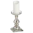 Antique Silver Glass Candle Column by Lavishway | Candle Holders-50865