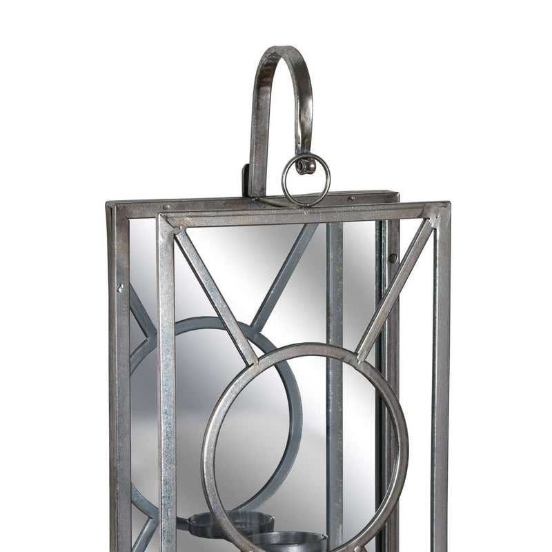 Antique Silver Mirrored Candle Holder by Lavishway | Candle Holders-50891