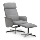 Aria Grey Linen Fabric Recliner Chair & Stool by Lavishway | Fabric Sofas-21097