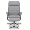 Aria Grey Linen Fabric Recliner Chair & Stool by Lavishway | Fabric Sofas-21101